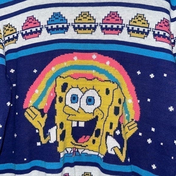 Unisex SpongeBob SquarePants Krabby Patty Holiday Sweater Size Medium - Picture 3 of 7